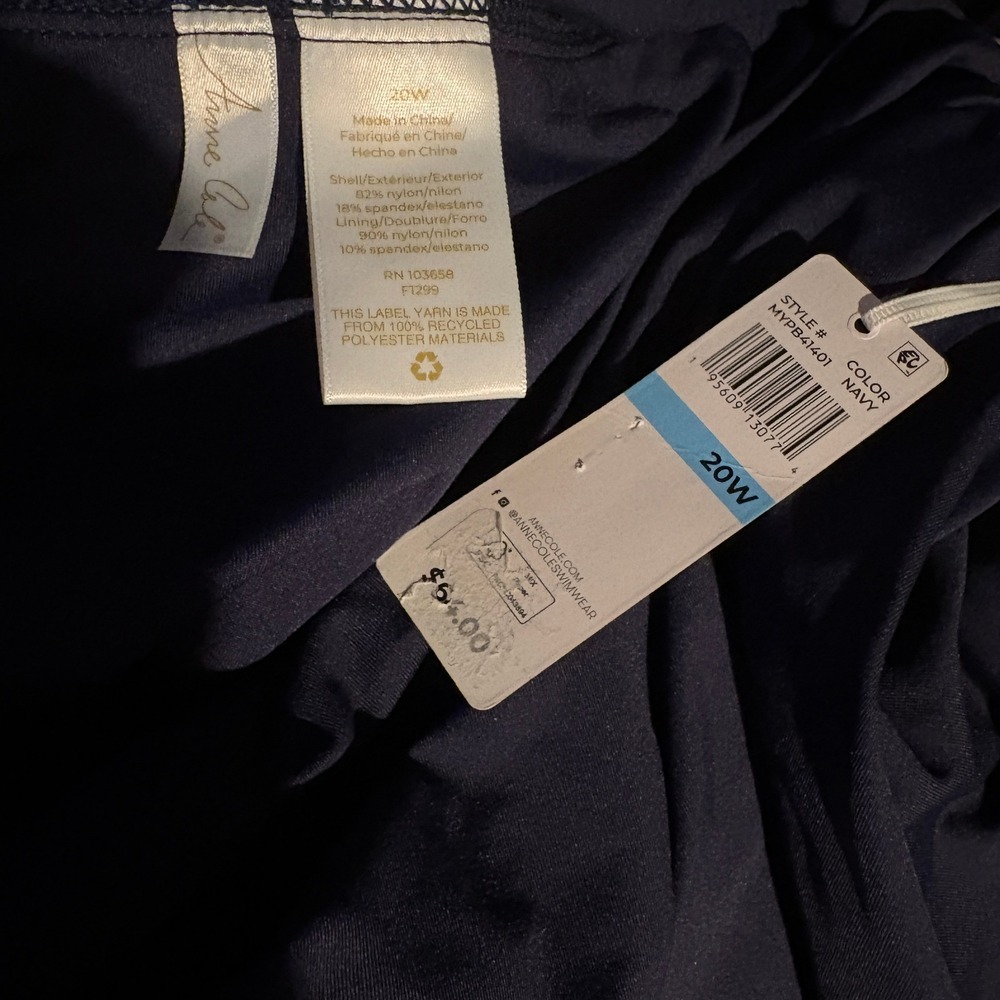 Anne Cole Plus Size Live In Color Rock Skirt Swim Bottom Navy Blue 20W 1X 2X - Picture 6 of 9
